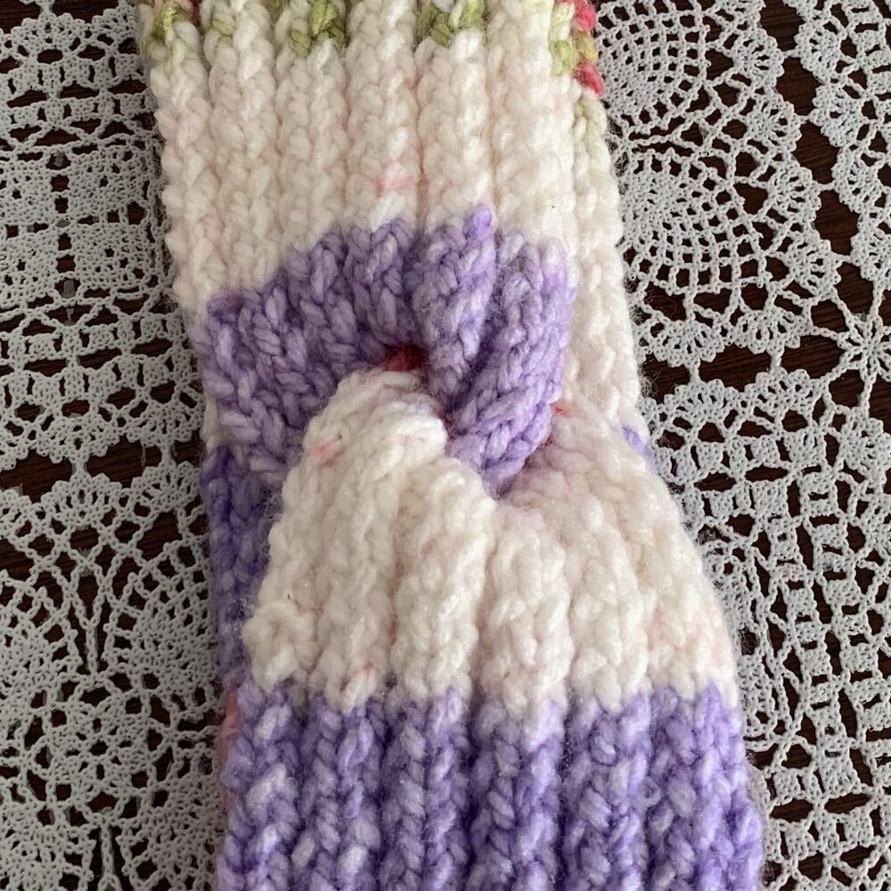 Twisted Knit Head Band White Pink Purple Ladies Teens Stretchy One Size